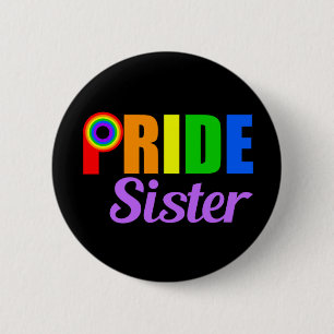 ゲイプライドシスターレインボーレタリングLGBTQ 缶バッジ
