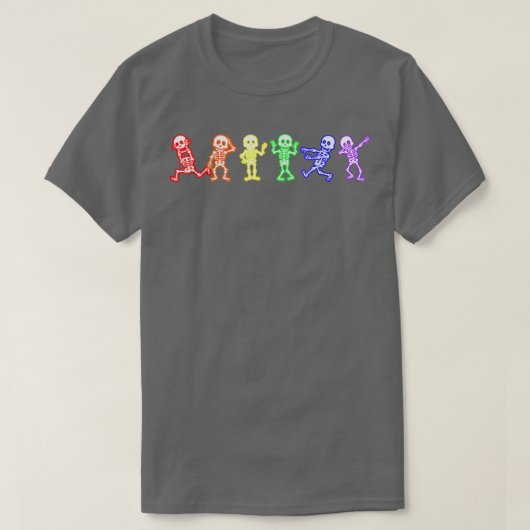 ゲイプライドスケルトンLGBTレインボーアリーおもしろいキュートEm Tシャツ (デザイン正面)