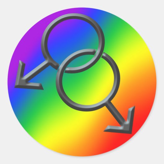 ゲイプライドステッカーメンズゲイプライドレインボーステッカー ラウンドシール (正面)