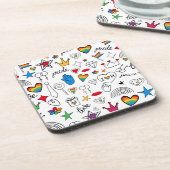 ゲイプライドドードルパターン コースター (左側)