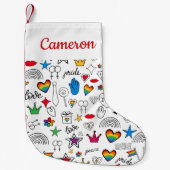 ゲイプライドドードルパターン スモールクリスマスストッキング (正面)