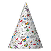 ゲイプライドドードルパターン パーティーハット (左)