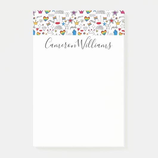 ゲイプライドドードルパターン ポストイット (正面)