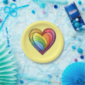ゲイプライドハートデザイン ペーパープレート (パーティー)