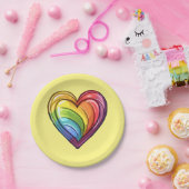 ゲイプライドハートデザイン ペーパープレート (パーティー)