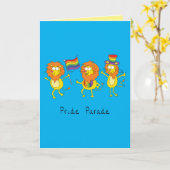 ゲイプライドパレードLGBTQライオンズ大きな猫 カード (黄色い花)