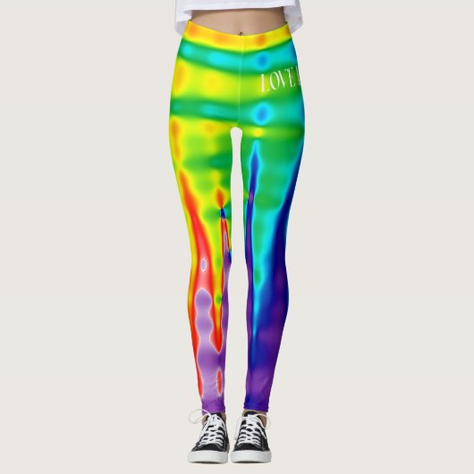 ゲイプライドパーソナライズされたレインボーラブイズラブ レギンス (正面)