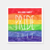 ゲイプライドパーティーウォーターカラーレインボーペーパーナプキン スタンダードカクテルナプキン (正面)