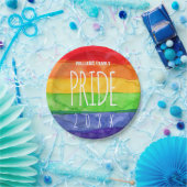 ゲイプライドパーティーウォーターカラーレインボー紙プレート ペーパープレート (パーティー)