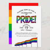 ゲイプライドパーティープリフェストお祝いレインボフラッグ 招待状 (正面/裏面)
