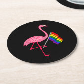 ゲイプライドピンクフラミンゴLgbtプライド月の贈り物 ラウンドペーパーコースター (アングル)