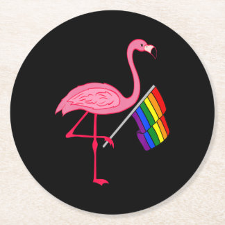 ゲイプライドピンクフラミンゴLgbtプライド月の贈り物 ラウンドペーパーコースター