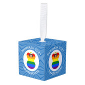 ゲイプライドブラウンエンジェルハヌカーパーソナライズされた国旗 キューブオーナメント (正面アングル)