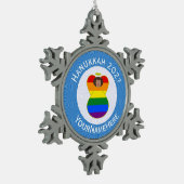 ゲイプライドブラウンエンジェルハヌカーパーソナライズされた国旗 スノーフレークピューターオーナメント (左)