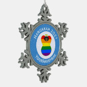 ゲイプライドブラックエンジェルハヌカーパーソナライズされた国旗 スノーフレークピューターオーナメント (左)