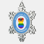 ゲイプライドブラックエンジェルハヌカーパーソナライズされた国旗 スノーフレークピューターオーナメント (右)