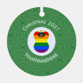 ゲイプライドブラックエンジェル国旗のクリスマスパーソナライズされた メタルオーナメント (裏面)