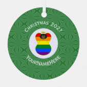ゲイプライドブラックエンジェル国旗のクリスマスパーソナライズされた メタルオーナメント (正面)