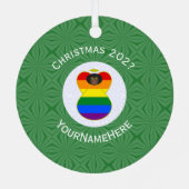 ゲイプライドブラックエンジェル国旗のクリスマスパーソナライズされた メタルオーナメント (裏面)