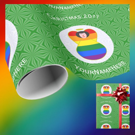 ゲイプライドブラックヘアエンジェルクリスマスフラグパーソナル ラッピングペーパー