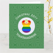 ゲイプライドブロンデエンジェルクリスマスパーソナライズされた国旗 カード (黄色い花)