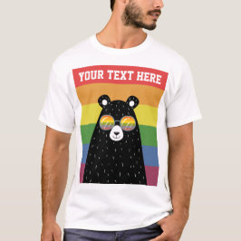 ゲイプライドベアーインレインボーグラスパーソナライズされた Tシャツ