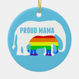 ゲイプライドママ誇りを持ったマエレファントレインボーLGBTQ セラミックオーナメント