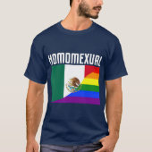 ゲイプライドメキシコ虹の国旗の誇りを持った同性愛 Tシャツ (正面)