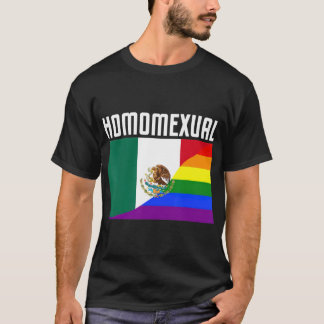 ゲイプライドメキシコ虹の国旗の誇りを持った同性愛 Tシャツ