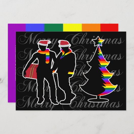 ゲイプライドメリークリスマスゲイ少年と木 シーズンカード (正面/裏面)