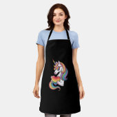 ゲイプライドユニコーンハートレインボーフラッグLGBT エプロン (着用した状態)