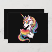 ゲイプライドユニコーンハートレインボーフラッグLGBT ポストカード (正面/裏面)