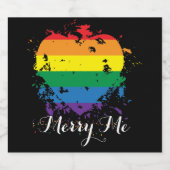 ゲイプライドラブハートメリーミー スパークリングワインラベル (シングルラベル)