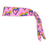 ゲイプライドラブレインボーフラッグハートキュートピンクLGBTQ タイヘッドバンド (回転90)