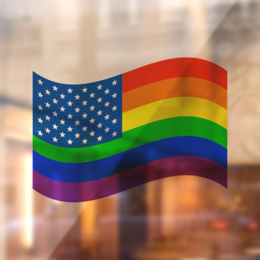 ゲイプライドレインボーアメリカン国旗の星とストライプ ウィンドウサイン (シート2)