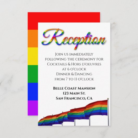 ゲイプライドレインボーウェディングレセプションエンクロージャカード エンクロージャーカード (正面/裏面)