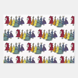 ゲイプライドレインボークリスマスツリーパターン ラッピングペーパーシート