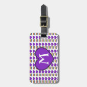 ゲイプライドレインボーケーキパープルハートモノグラム ラゲッジタグ (正面縦)