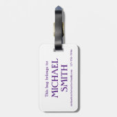 ゲイプライドレインボーケーキパープルハートモノグラム ラゲッジタグ (裏面縦)