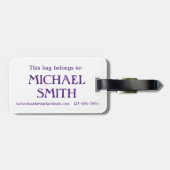 ゲイプライドレインボーケーキパープルハートモノグラム ラゲッジタグ (裏面横)