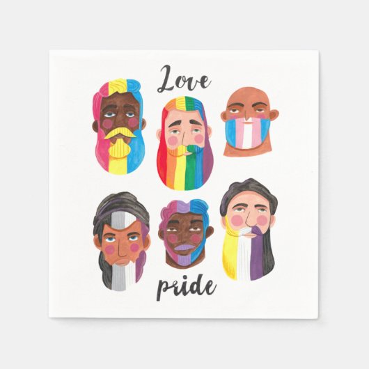 ゲイプライドレインボージェンダーの国旗の男性 スタンダードカクテルナプキン (正面)