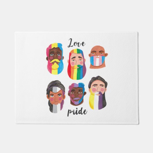 ゲイプライドレインボージェンダーの国旗の男性 ドアマット (正面)