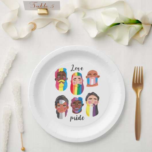 ゲイプライドレインボージェンダーの国旗の男性  ペーパープレート (ウェディング)