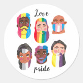 ゲイプライドレインボージェンダーの国旗の男性 ラウンドシール (正面)