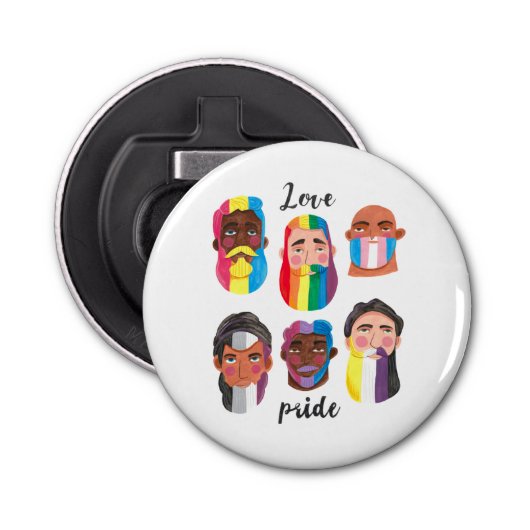 ゲイプライドレインボージェンダーの国旗の男性 栓抜き (正面)