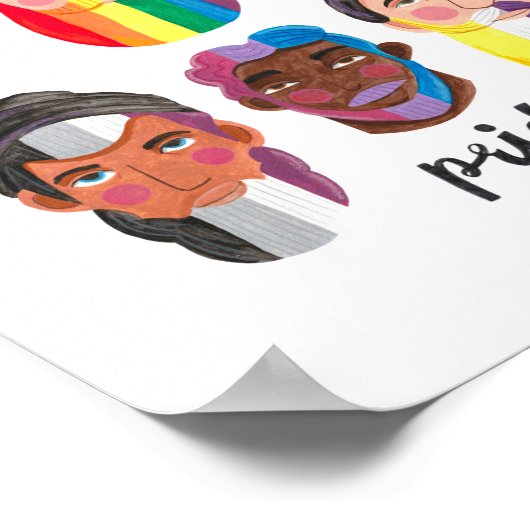 ゲイプライドレインボージェンダーの旗ひげ男性ギフト ポスター (角)