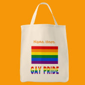 ゲイプライドレインボーフラッグオレンジパーソナライズされた トートバッグ