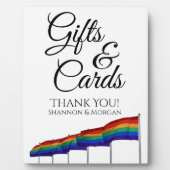 ゲイプライドレインボーフラッグスウェディングギフト&カードサイン フォトプラーク (正面)