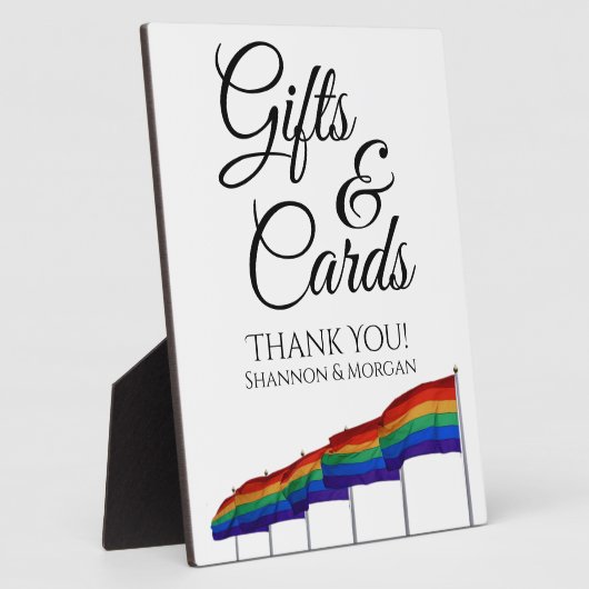 ゲイプライドレインボーフラッグスウェディングギフト&カードサイン フォトプラーク (側面)