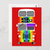 ゲイプライドレインボーレトロダブルデッカーバス ポストカード (正面/裏面)